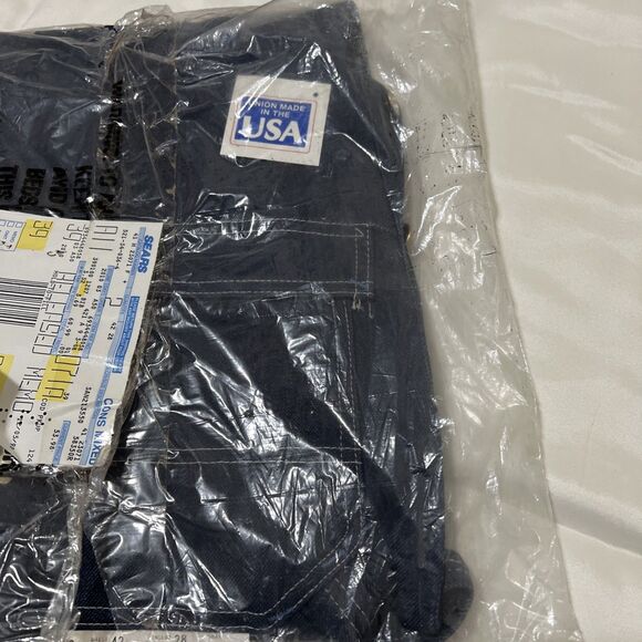 Vintage TOUGHSKINS Union USA Made Denim Blue Jean Bib Overalls Size 42x28 NOS - Picture 4 of 12